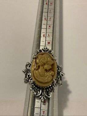 Silver plated cameo ring